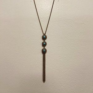 Lucky Brand Gold and Turquoise Drop Necklace